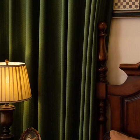 Green Velvet Curtain Living Room