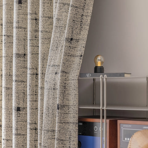 Modern tweed effect beige chenille blackout curtain
