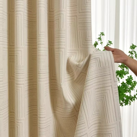 Off White Geometric Curtain