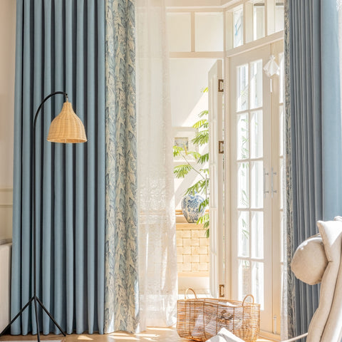 Soft chenille plant pattern blackout curtain