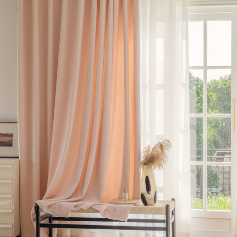 Pink chenille jacquard curtain for living room