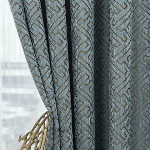 Golden Blue Curtain Living Room