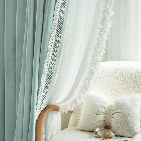 Luxury Cyan Blue Curtain