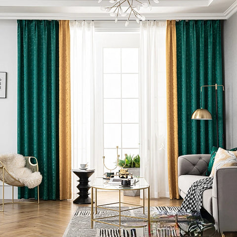 Green and Gold Curtain Living Room