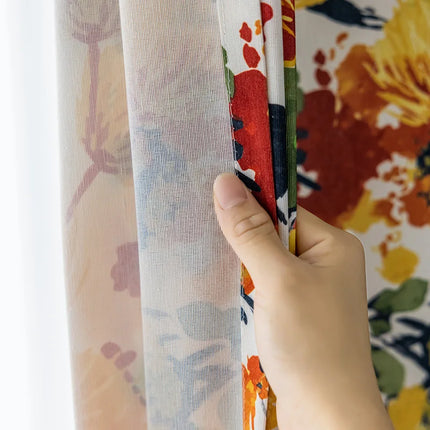 Rideau motifs Floraux Jaune