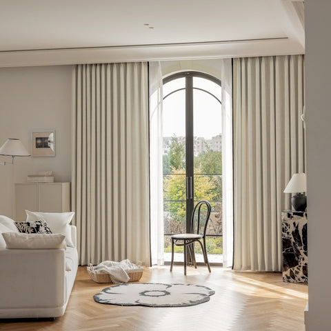 Two-tone curtain woven cotton linen heather effect