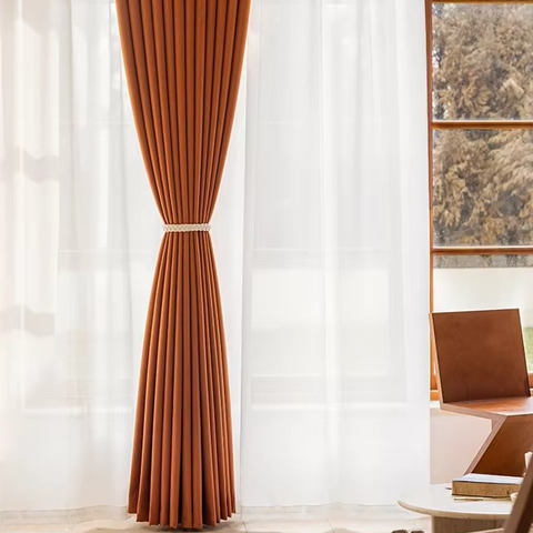 Orange Linen Style Curtain