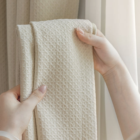 Modern ecru pattern chenille curtain