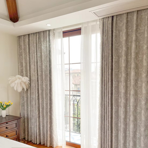 Embroidered lace curtain