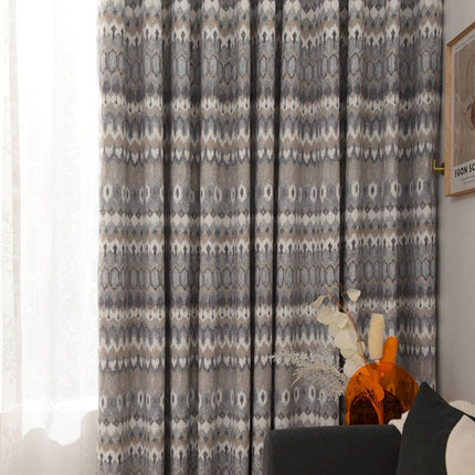 a living room scene with focus on the curtains