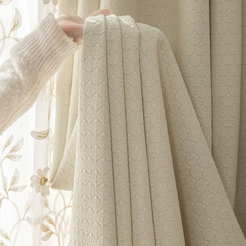 Chenille curtain jacquard embossed leaves
