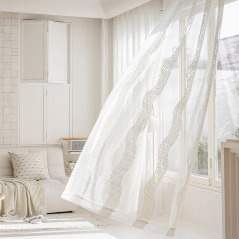 Sheer Curtains Living Room Curved Patterns