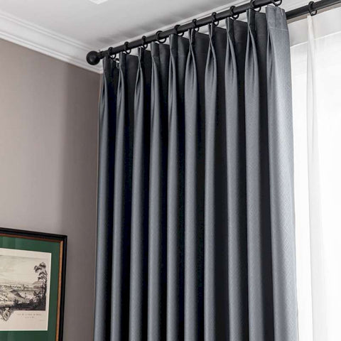 Textured grid effect bedroom curtain