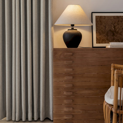 Beige woven curtain textured effect living room