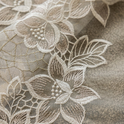 a close up of a lace with flowers on it