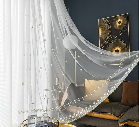 Modern White Sheer Curtain Living Room