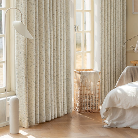 Cozy ecru mottled terry curtain for bedroom