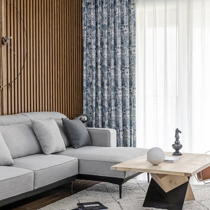 Rideau Blanc et Bleu Moderne