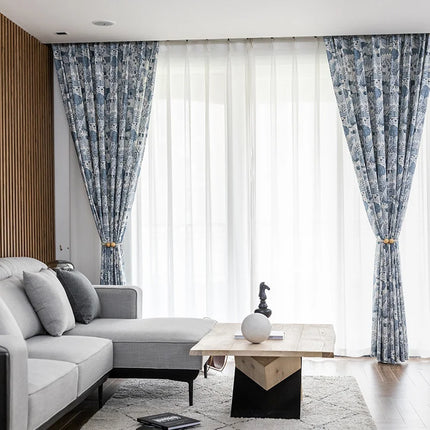 Rideau Blanc et Bleu Moderne