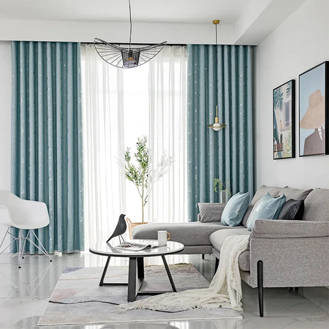 Cyan Curtain Silver Patterns