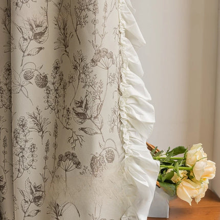 Rideau Vintage Luxe Blanc Motifs