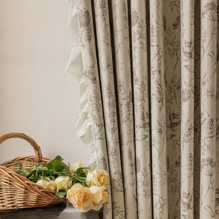 Rideau Vintage Luxe Blanc Motifs