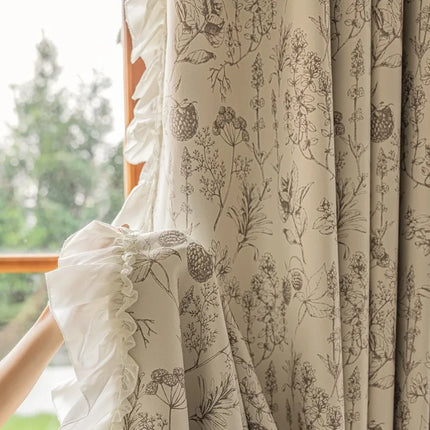 Rideau Vintage Luxe Blanc Motifs