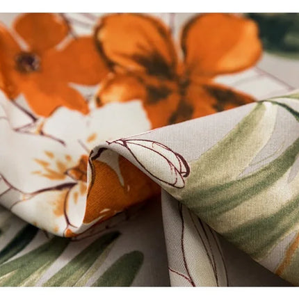 Rideau Gris Motifs Fleurs Orange