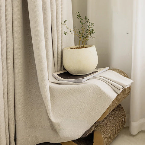 Linen Style Living Room White Curtain