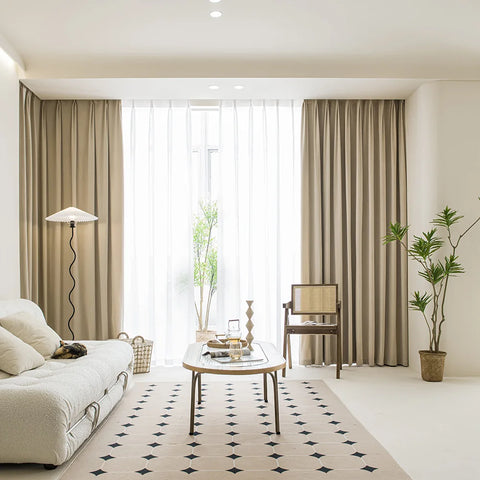 Elegant Beige Velvet Curtain