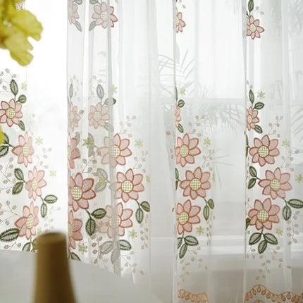Voilage Fleurs Rose Decoration