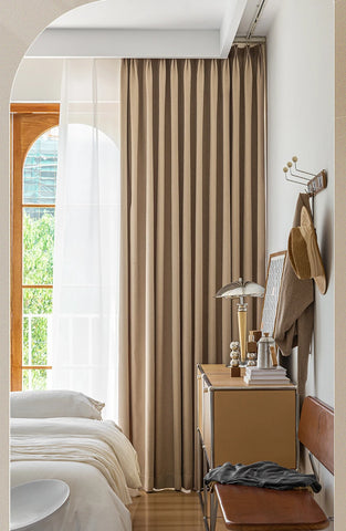 Beige Linen Style Bedroom Curtain