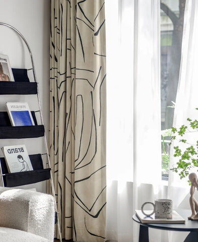 White Curtain Patterned Black Velvet
