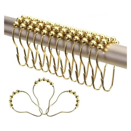 Brass Ball Hooks for Shower Curtains (12pcs)