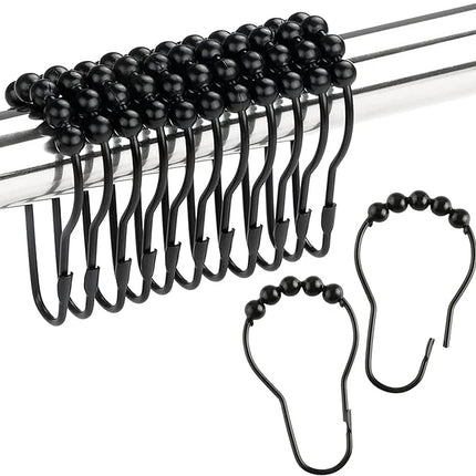 Brass Ball Hooks for Shower Curtains (12pcs)
