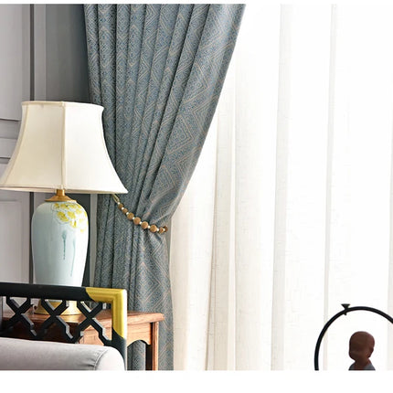 Rideau Bleu Luxe Motifs