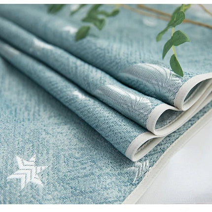 Rideau Cyan Motifs Argenté