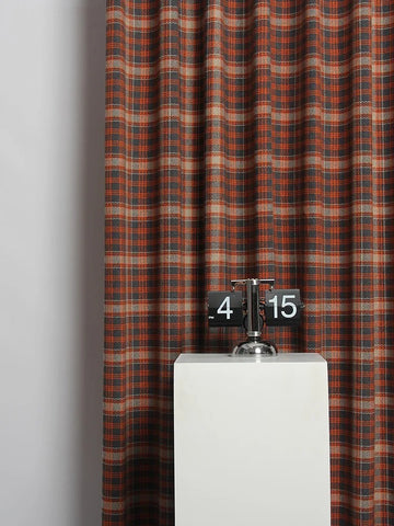 Red Vintage Check Curtain