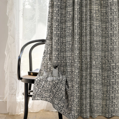 Cotton linen graphic print curtain for living room