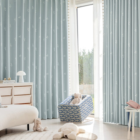 Light Blue Blackout Children's Bedroom Curtain