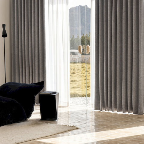 Gray blackout curtain sober texture living room