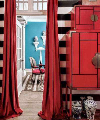 Elegant Deco Red Curtain