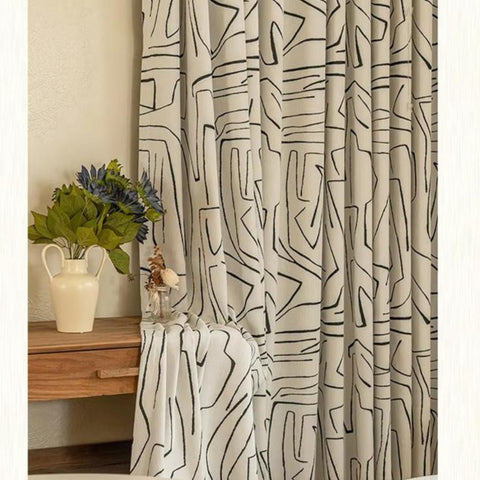 Modern White and Black Living Room Curtain