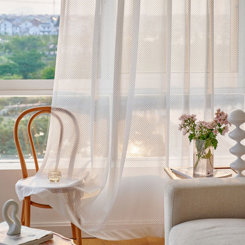 Custom-made white sheer curtains Living room