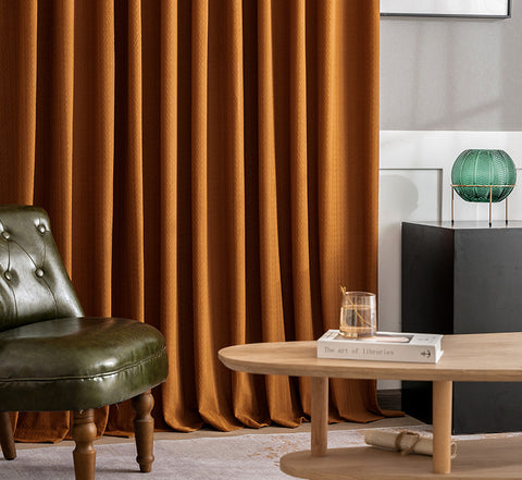 Orange Curtain Modern Living Room