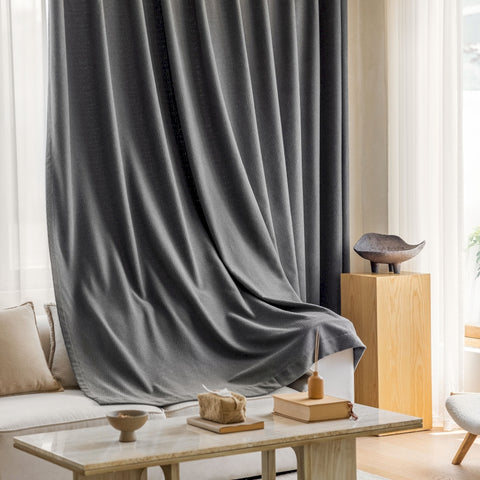 Dark gray jacquard blackout curtain