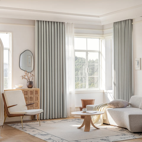 Living room blackout curtain in thick textured fabric