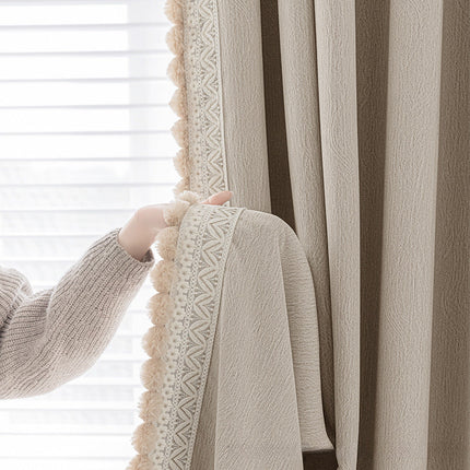 Beige pompom chenille