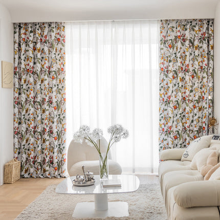 Rideau Blanc motifs colorés