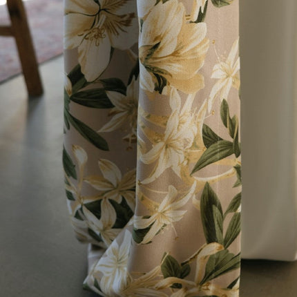 Rideau Beige Motif Fleurs